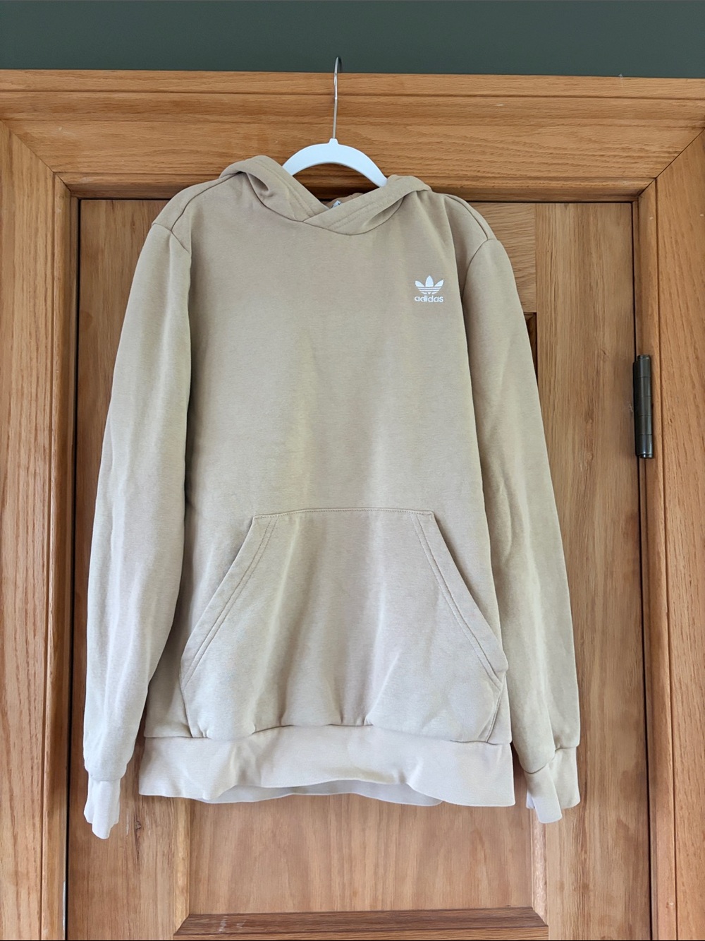 adidas youth size L Tan Pullover Hoodie with Trefoil Logo